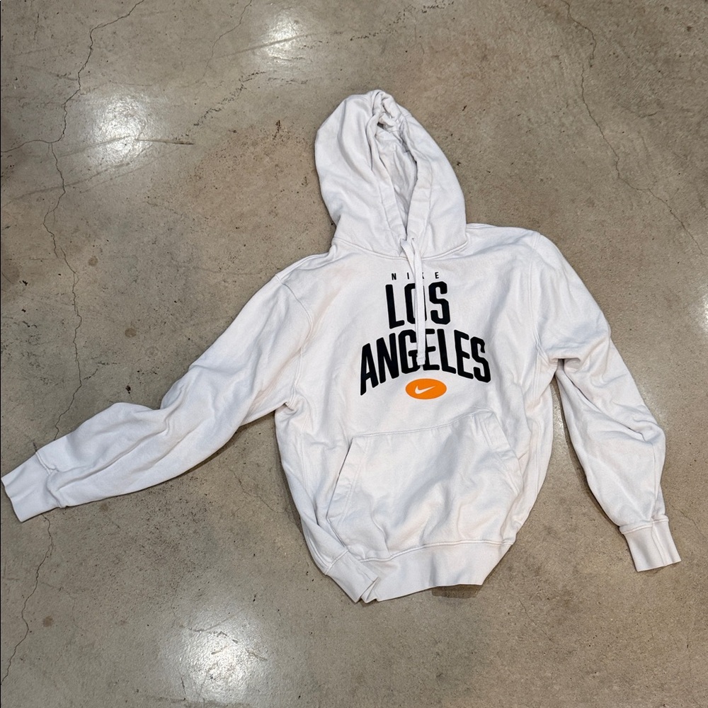 Nike White Hoodie with Black and Orange Accents